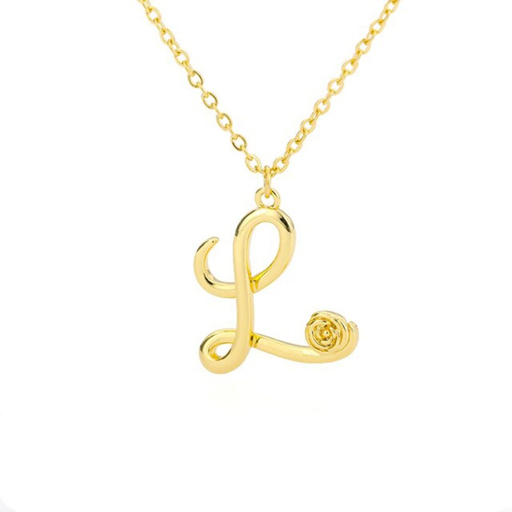Letter Flower Necklace - Letter L
